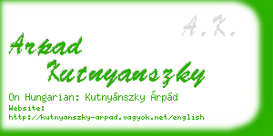 arpad kutnyanszky business card